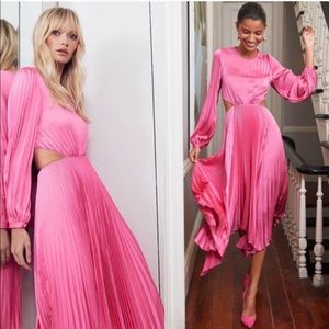 A.L.C. Naples Pleated Midi Dress in Grapefruit